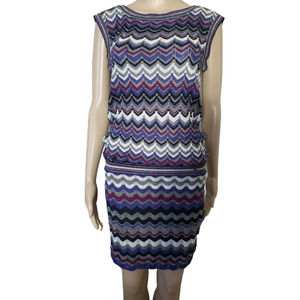 Guess Women's Multicolor Chevron Knit Sleeveless Bodycon Dress Size S